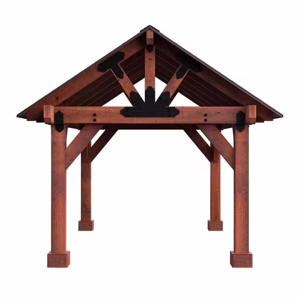 Lawnmaster Installed Malibu 14 ft. x 14 ft. Premium North American Timber Outdoor Outdoor Patio Pavilion with Solid Posts