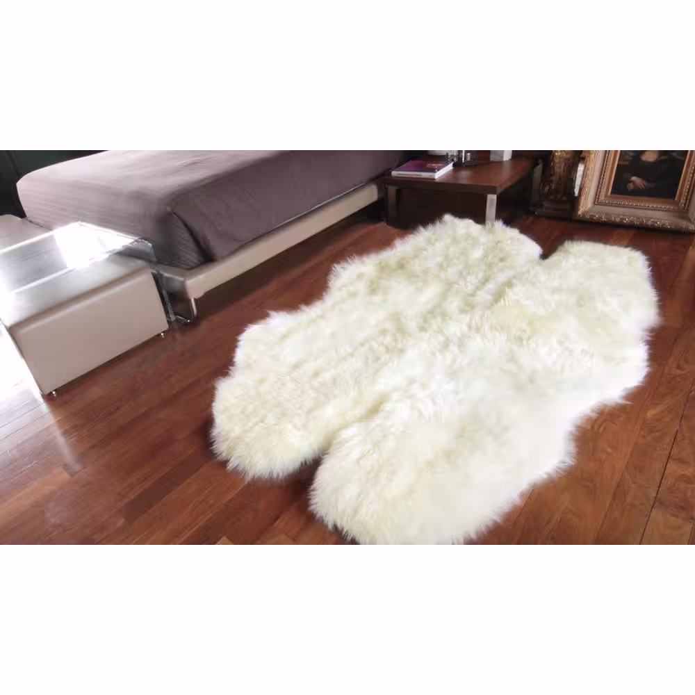 natural New Zealand Natural 4 ft. x 6 ft. Four Sheepskin Area Rug