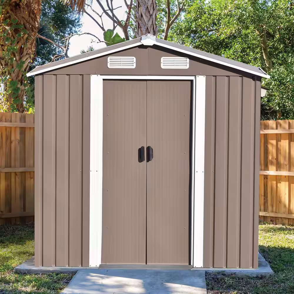 None 6 ft. W x 4 ft. D Outdoor Metal Shed with Lockable Doors (24 sq. ft.)