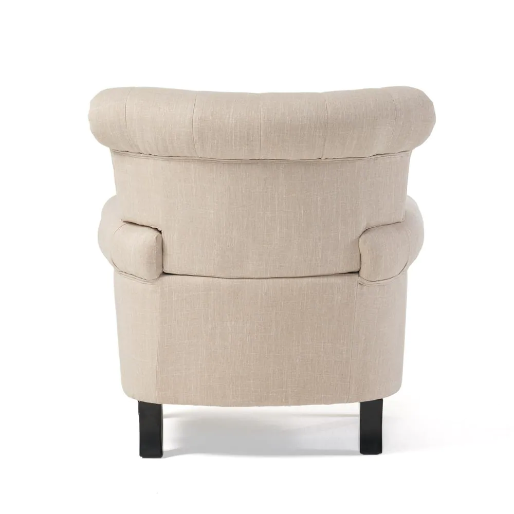 Noble House Merritt Light Beige Fabric Tufted Club Chair