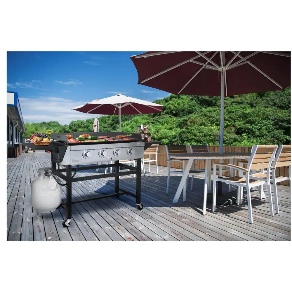 Royal Gourmet 4-Burner Gas Griddle with a Cover in Steel