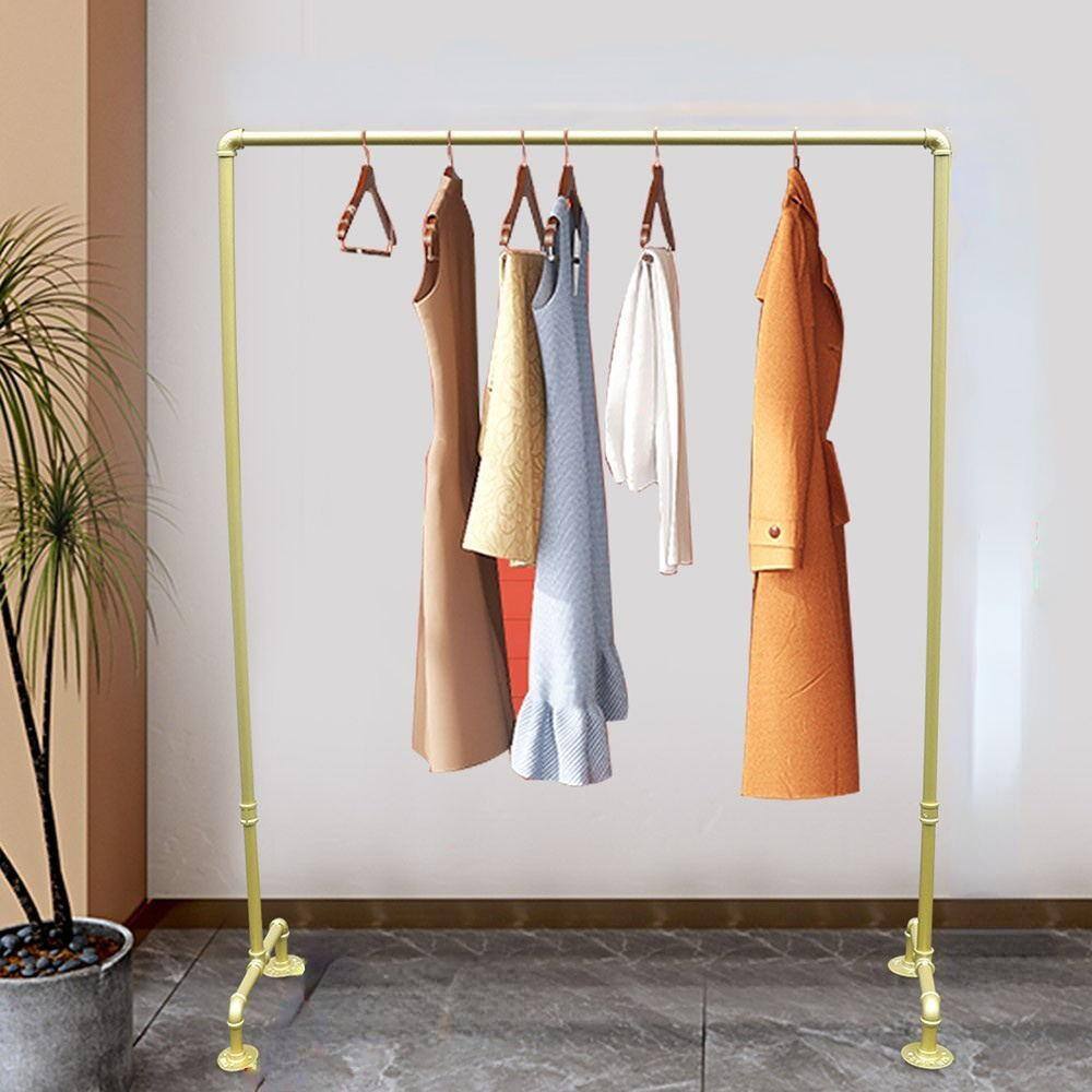 None Industrial Pipe Style Gold Metal Floor-standing Garment Clothes Rack 43 in. W x 59 in. H