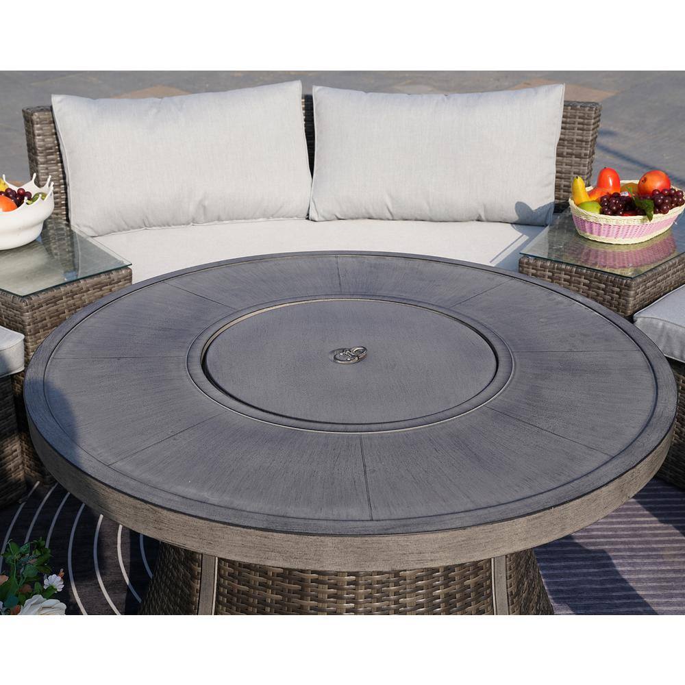 DIRECT WICKER Flame Wicker Outdoor Dining Table Patio Firepit Table