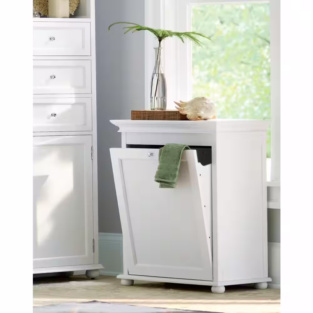 Home Decorators Collection Hampton Harbor 24 in. Single Tilt-Out Hamper in White