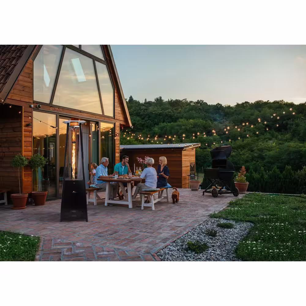 Paragon Outdoor 92.5 in. 42,000 BTU Black Vesta Patio Flame Tower Heater