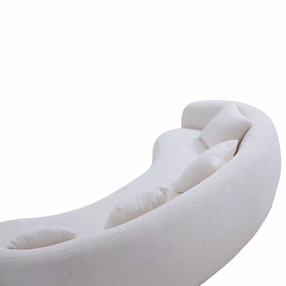 J&E Home 101.4 in. W Rolled Arm Velvet 5-Seat Modern Sectional Half Moon Leisure Couch Curved Sofa in Beige