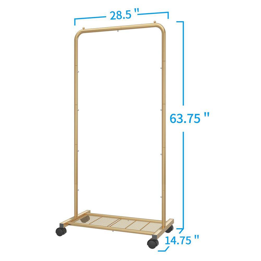 None Gold Metal Garment Clothes Rack 28.5 in. W x 59 in. H