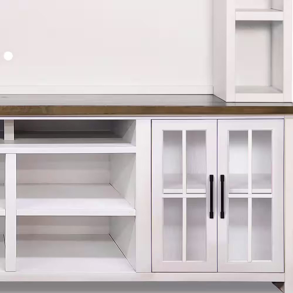 Bridgevine Home Hampton White & Bourbon TV Stand Fits TV's up to 85 inches