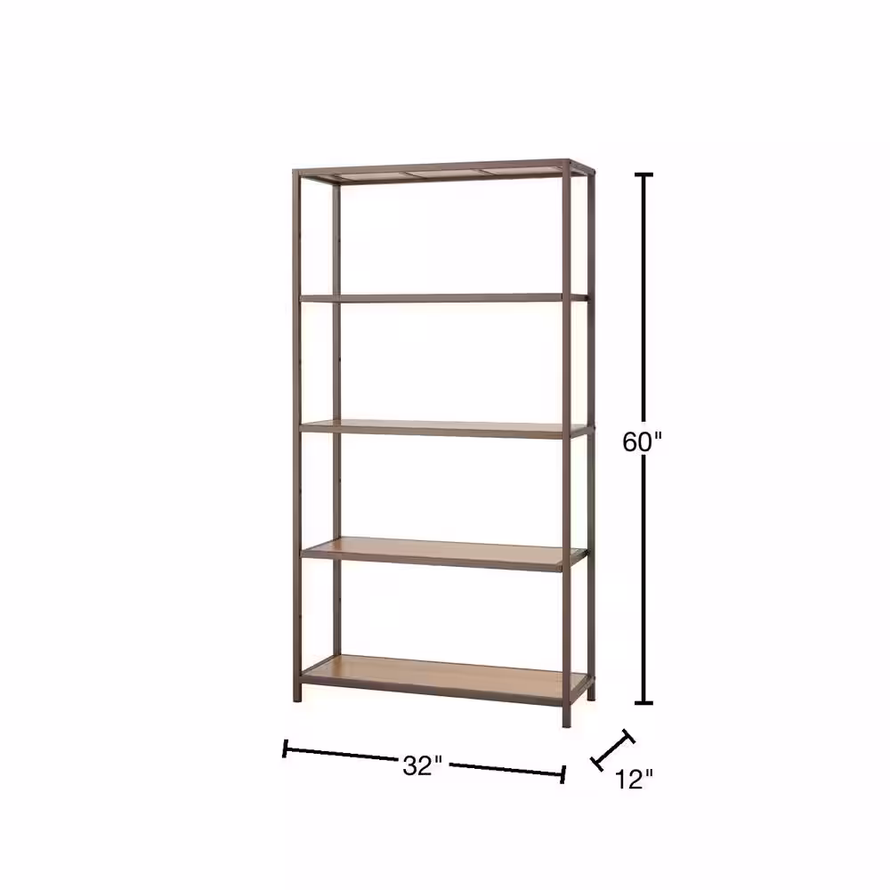 TRINITY Bronze Anthracite 5-Tier Steel Shelving Unit (32 in. W x 60 in. H x 12 in. D)
