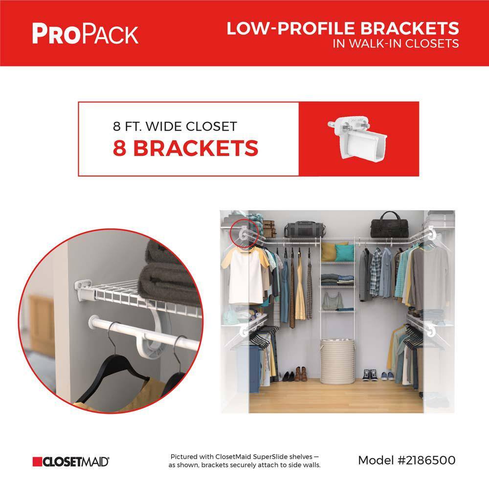 ClosetMaid ProPack Pre-Loaded Low Profile Side Wall Brackets (48-Piece)