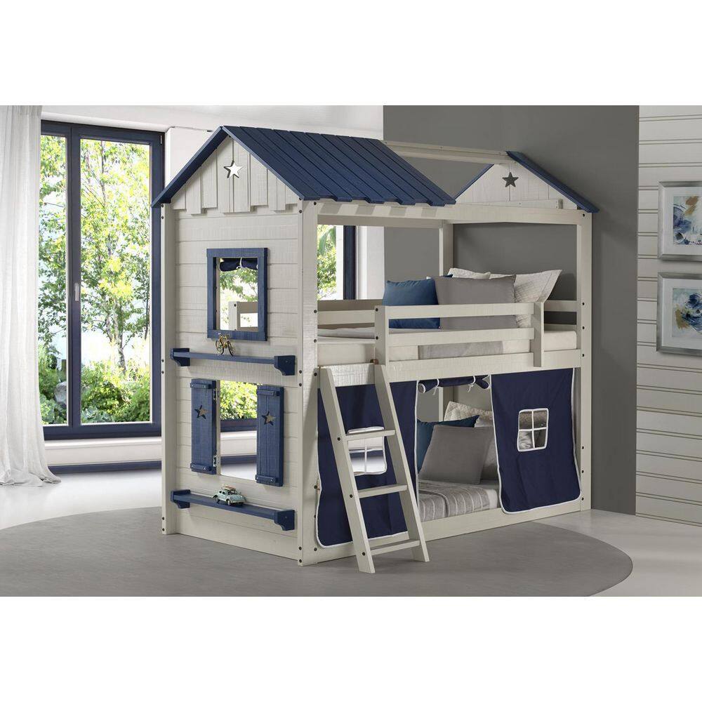 Donco Kids Grey Star Gaze Bunk Bed with Blue Tent Kit