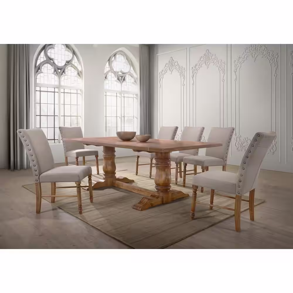 None Ellen 88 in. L Rectangle Antique Natural Oak Wood Dining Table (Seats 8)