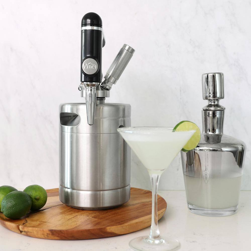 None Nitro Cold Brew 4-Cup Stainless Steel Nitrogen Infusion Coffee Keg System Home Easy Dispensing System Incl Drip Mat