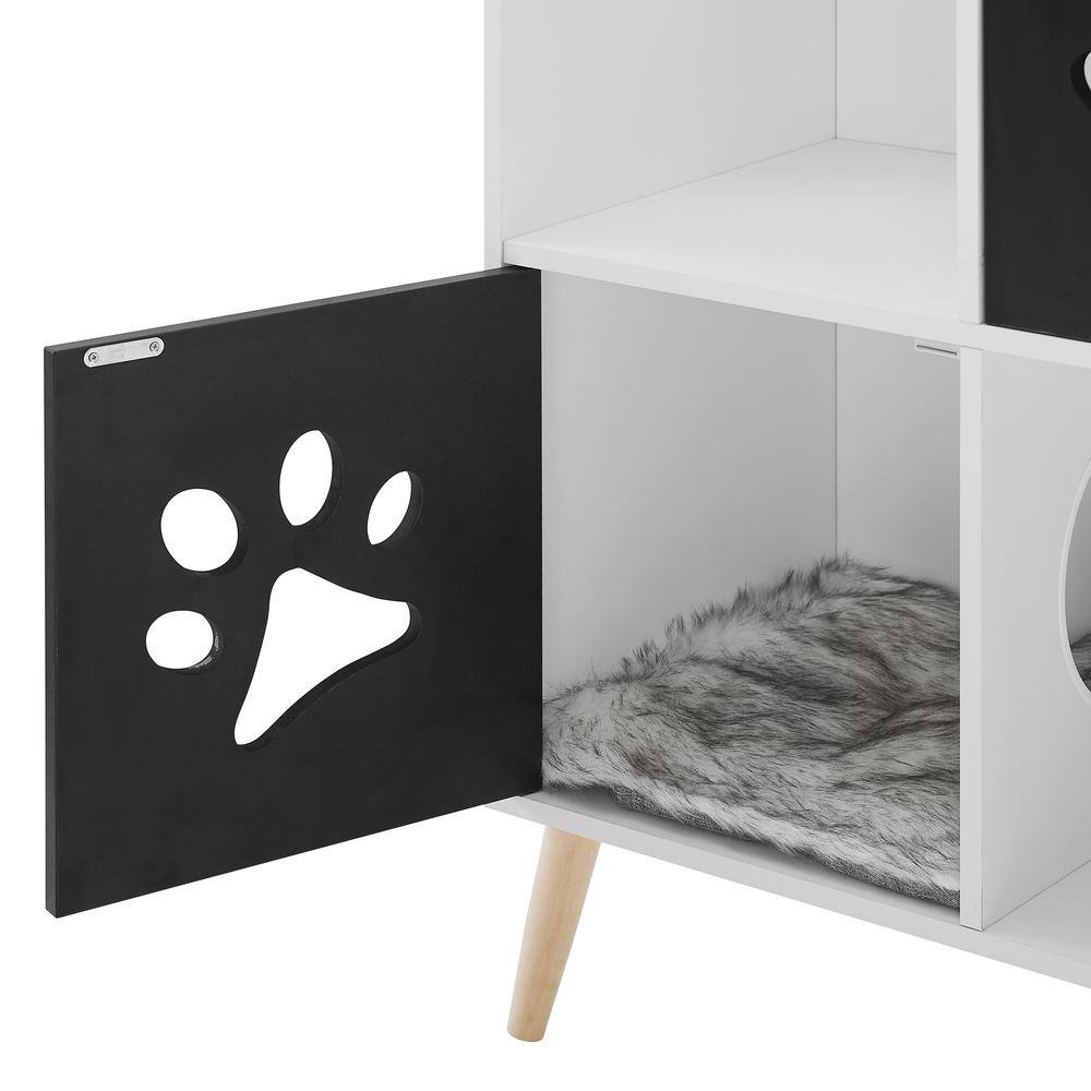 Sam's Pets Convertible Black and White Cat Tree End-Table Shelf