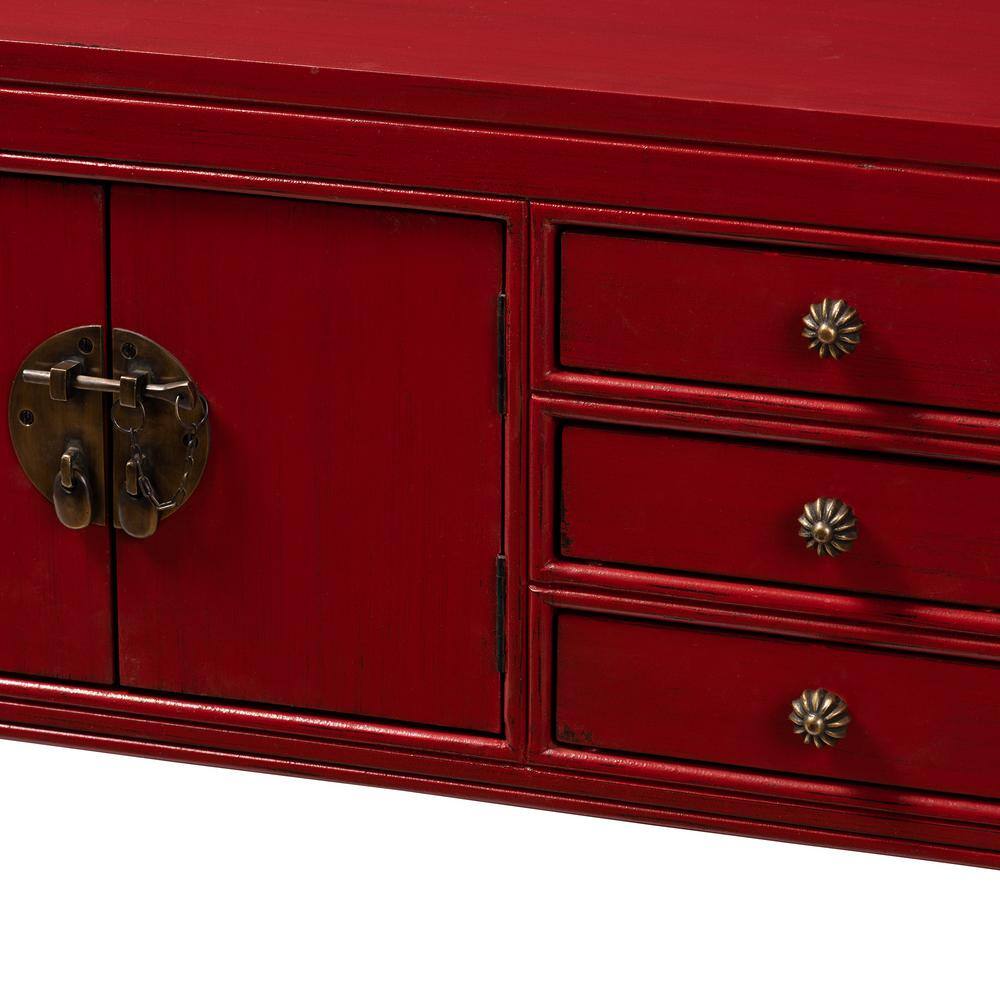 Baxton Studio Melodie 38 in. Red Standard Rectangle Wood Console Table with Drawers
