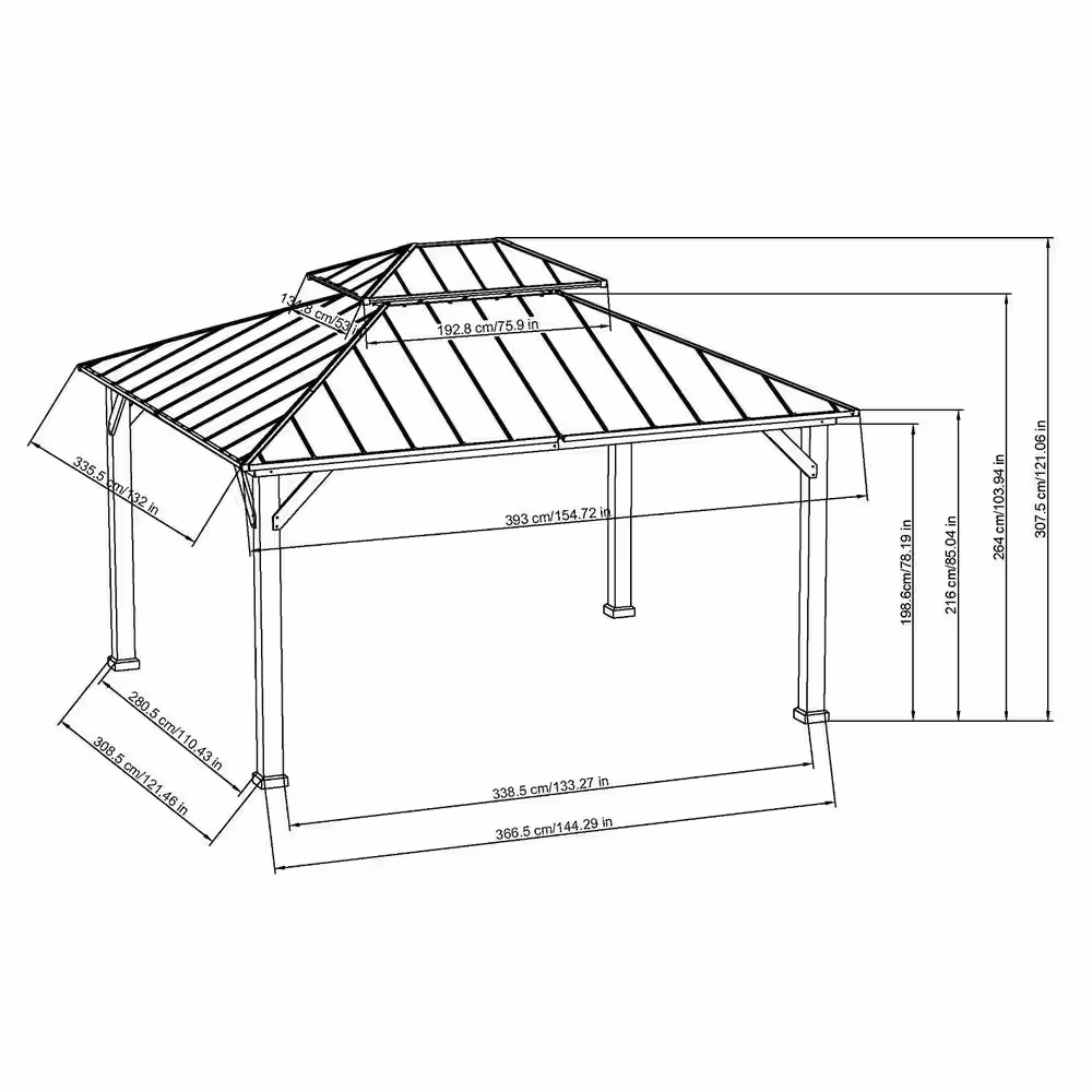 Hampton Bay Crownhill 11 ft. x 13 ft. Hardtop Gazebo with Wood Posts