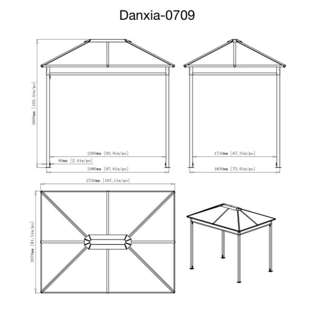 Sojag Danxia 7 ft. x 9 ft. Grey Cabana Steel Framed Gazebo