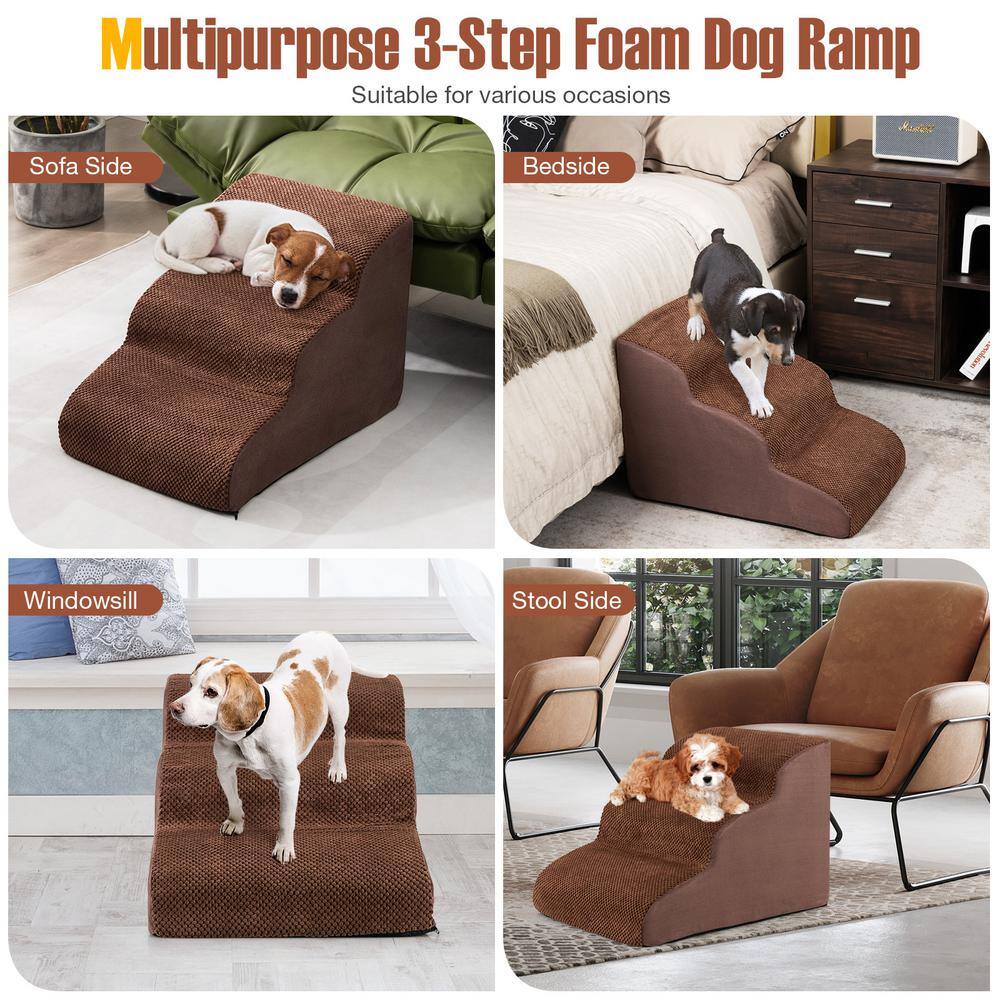 ANGELES HOME 3-Tier Non-Slip Dog Steps with High-Density Sponge and Silicone Paw Prints