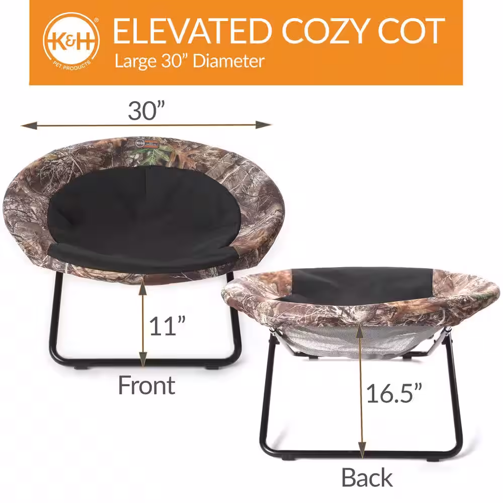 K and H Pet Products K&H Large Realtree Edge Elevated Cozy Cot/Bed