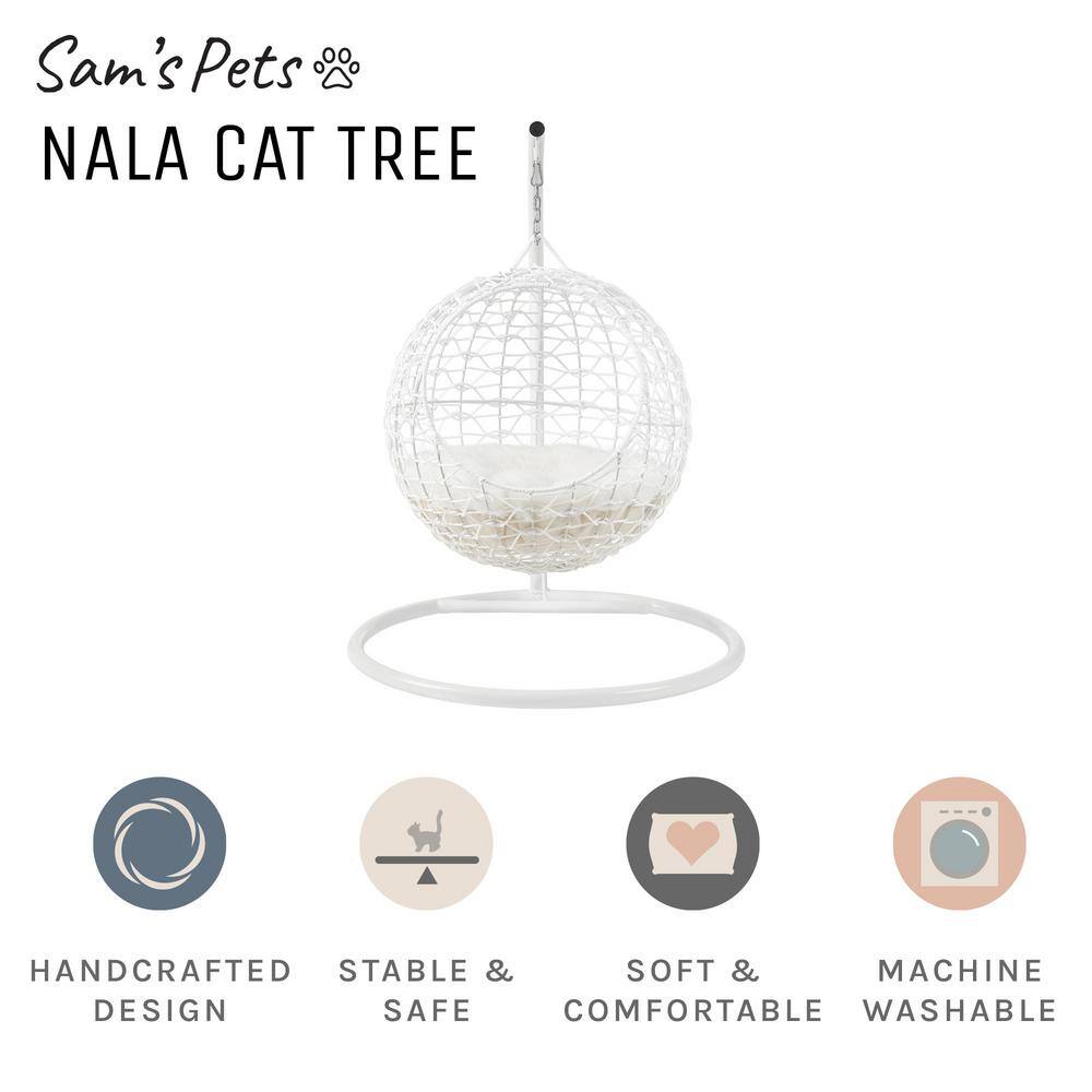 None Nala Medium White Hanging Egg Cat Condo Bed