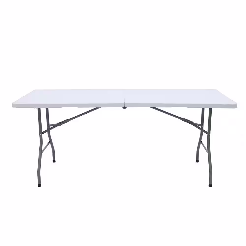 JOMEED 6 ft. White Plastic Folding Multipurpose Utility Picnic Table