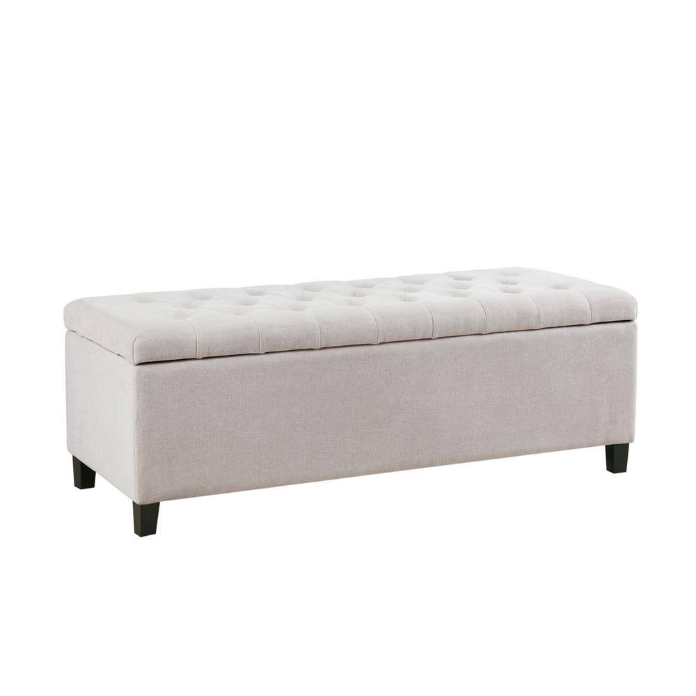 Madison Park Sasha Natural Dining Bench 49 in. W x 19.25 in. D x 18.5 in. H Tufted Top Soft Close Storage Bench