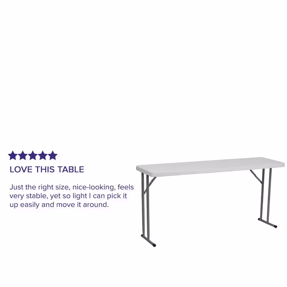 Carnegy Avenue 60 in. Granite White Plastic Tabletop Metal Frame Folding Table