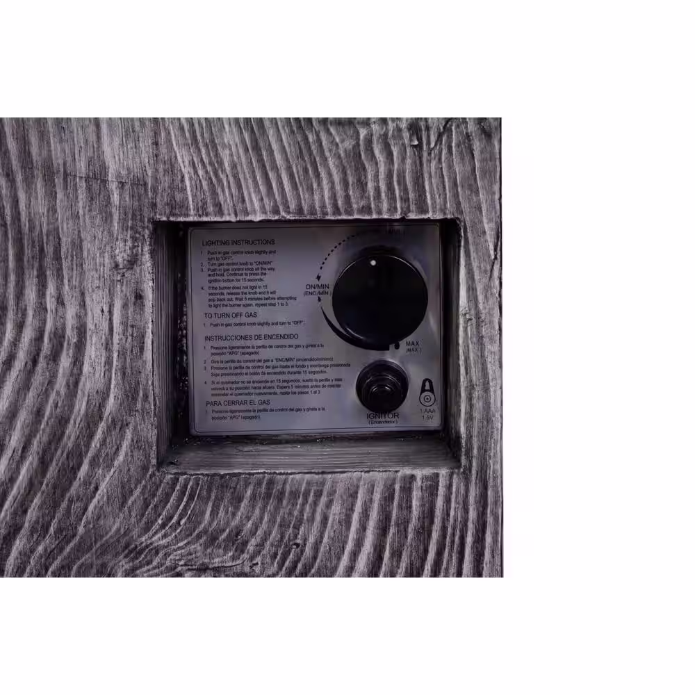 HeatMaxx Outdoor Propane Fire Pit, 30000 BTU Column Propane Fire Pit, Wood-Look Surface