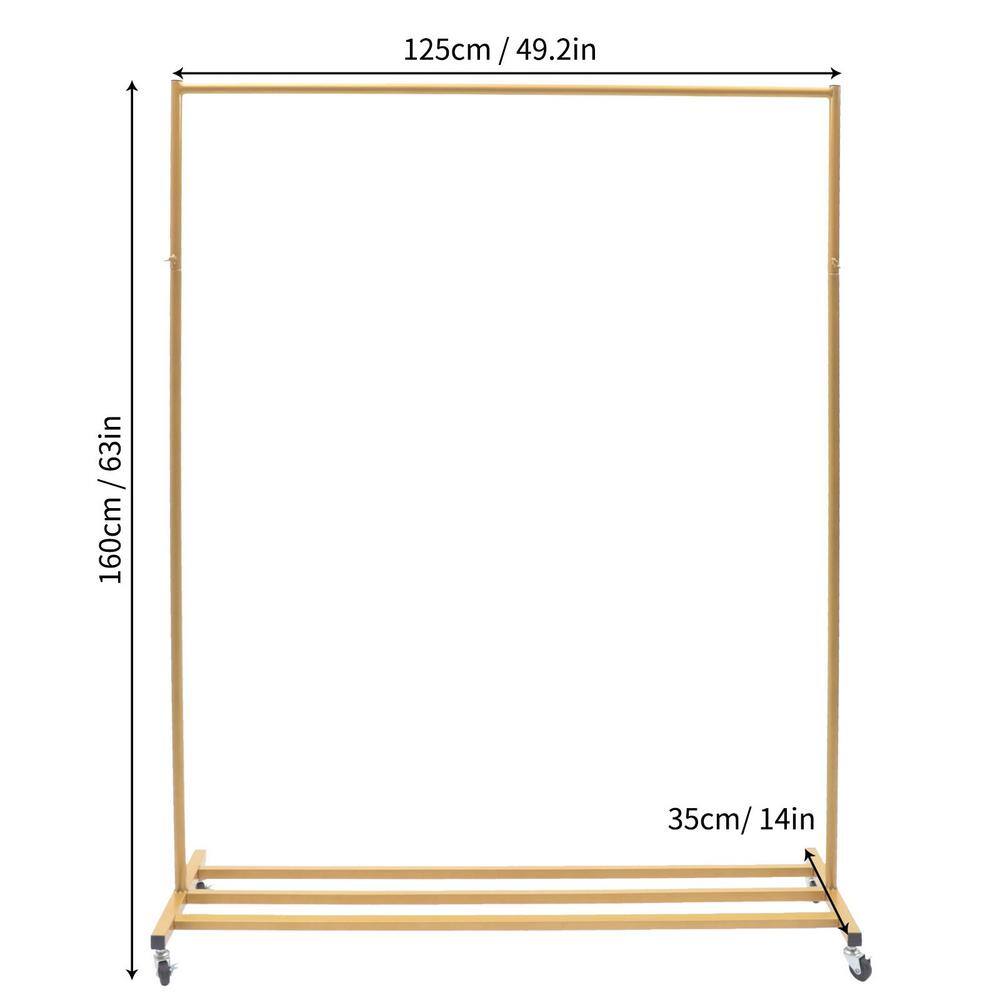 None Freestanding Gold Metal Rolling Clothes Rack & Garment Rack 49 in. W x 63 in. H