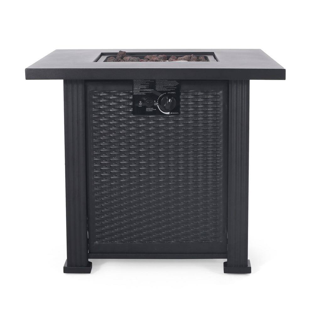 Noble House Larry Black Square Metal Fire Pit