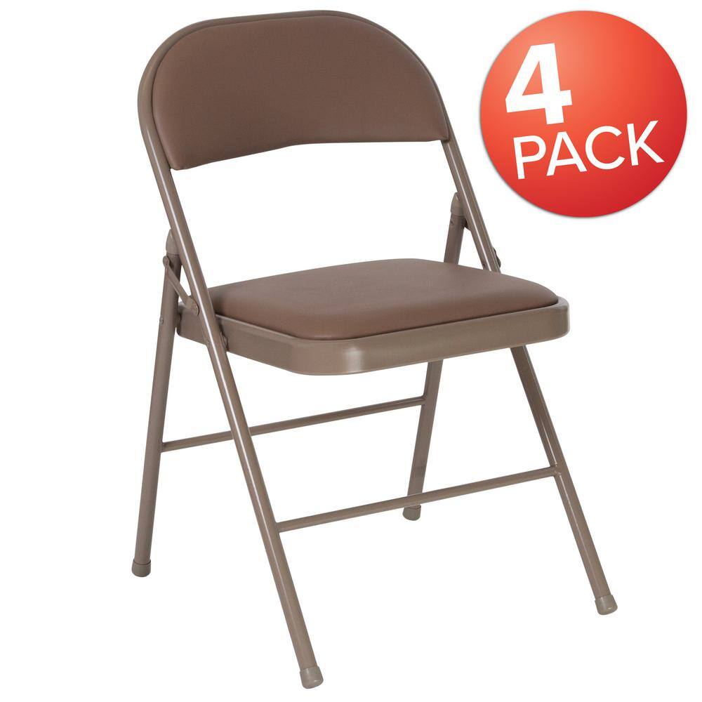 Flash Furniture Beige Metal Folding Chair (4-Pack)