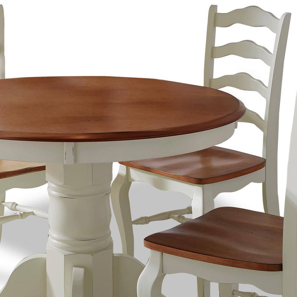 HOMESTYLES French Countryside 5-Piece Oak and Rubbed White Dining Set