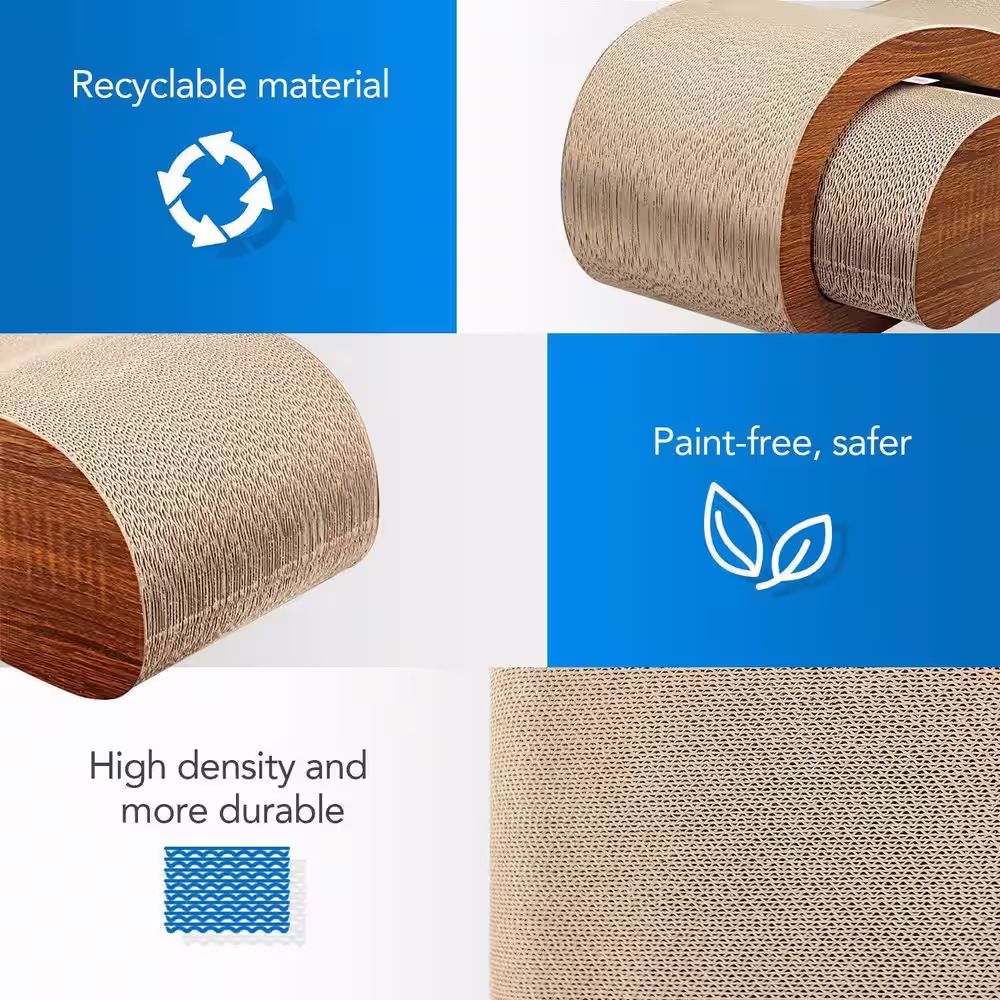 None Large 2 in 1 Cat Scratcher Cardboard Lounge Bed Cat Scratching Post Durable Board Pads Prevents Furniture Damage