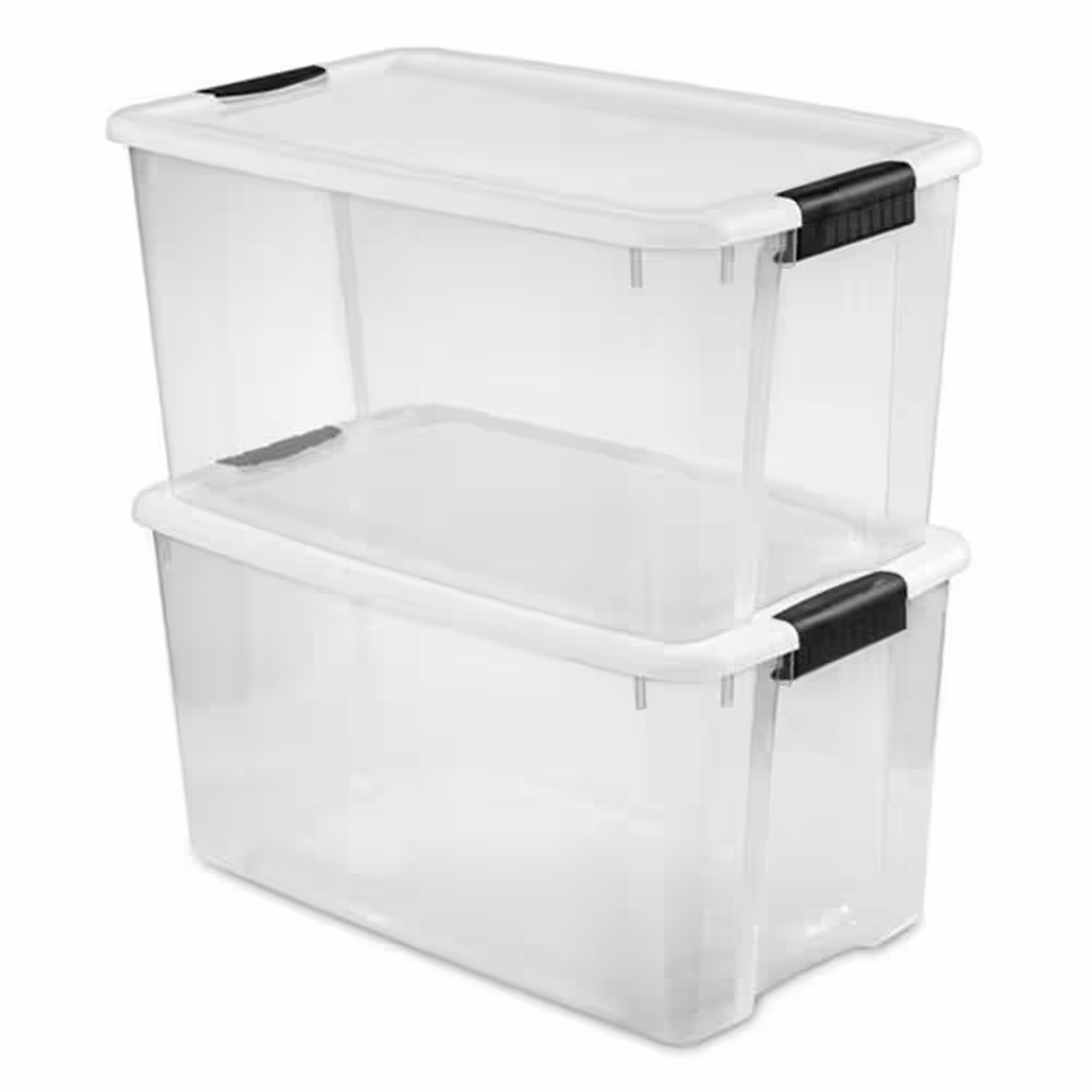 Sterilite 70 qt. XL Plastic Stacking Storage Container Boxes in Clear, 20 Pack