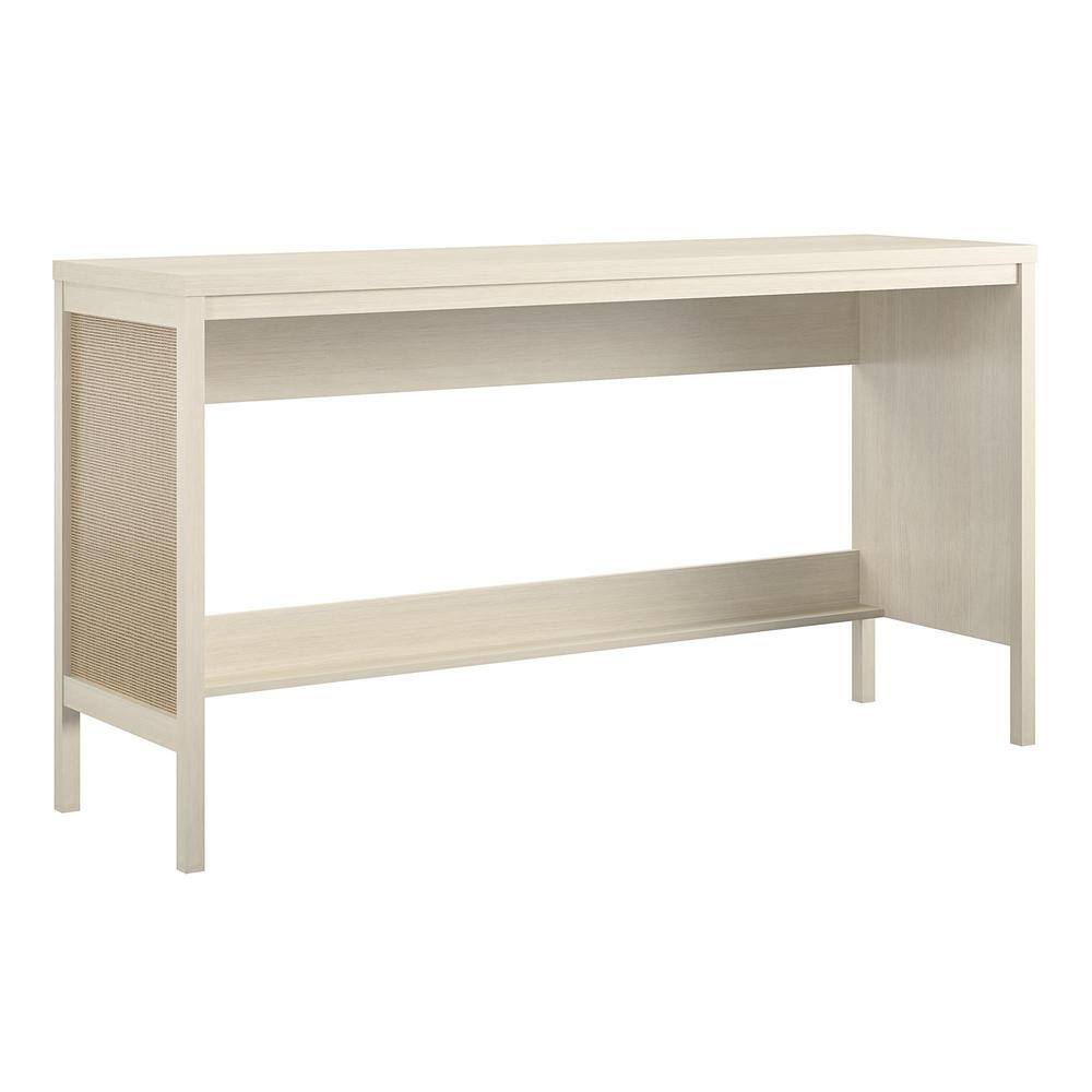 Ameriwood Home Leeland 67.7 in. Ivory Oak and Faux Rattan Console Table