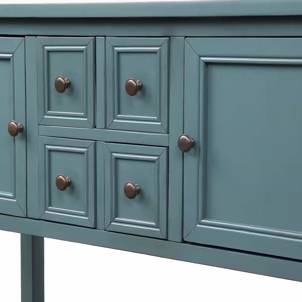 Harper & Bright Designs 46 in. L Dark Blue Rectangle Wood Console Table with Bottom Shelf