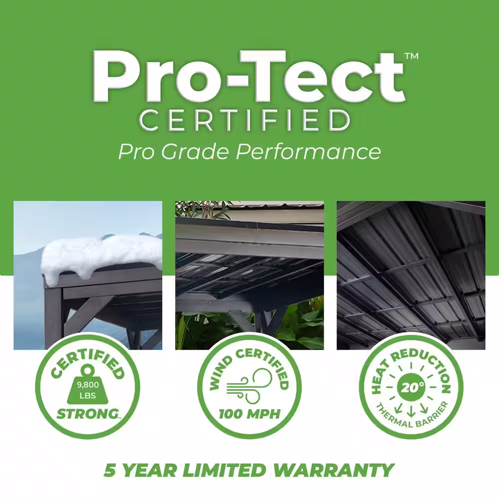 Backyard Discovery Stonebridge 20 ft. x 9 ft. 6 in. All Steel Metal Carport Pavilion Gazebo with Hard Top Steel Roof