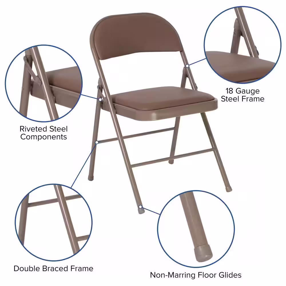 Carnegy Avenue Beige Metal Folding Chair (2-Pack)