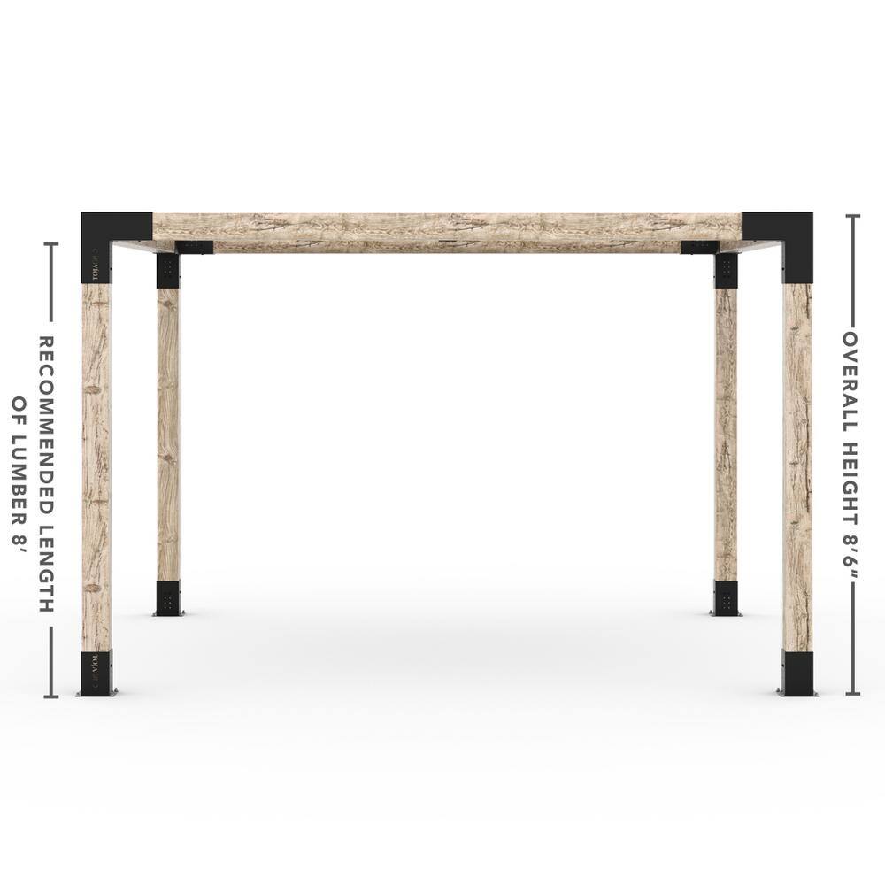 TOJA GRID 12 ft. L x 12 ft. W Pergola Kit with Crimson Shade Sail, 6x6 Wood