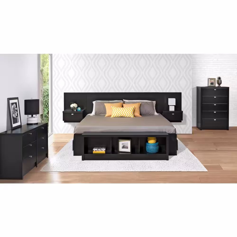 Prepac Series 9 1-Piece Black King Bedroom Set