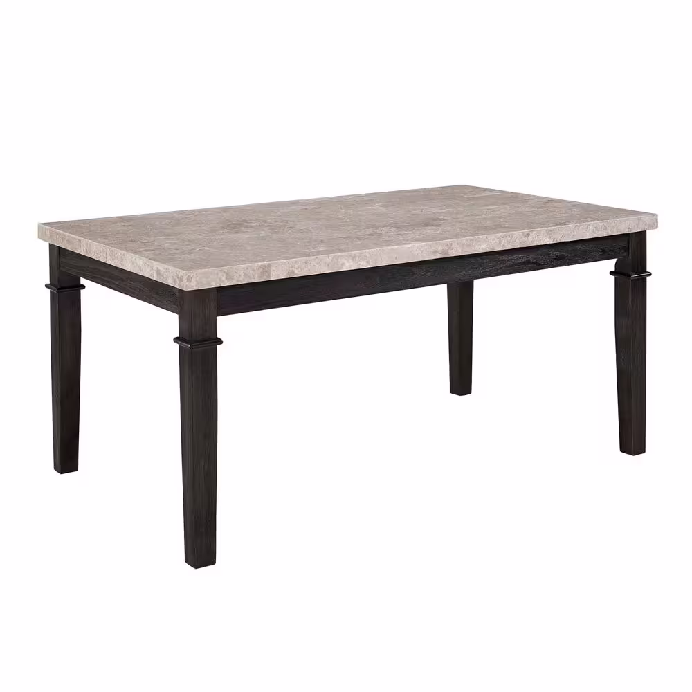 None Bradley Dark Walnut Marble Dining Table