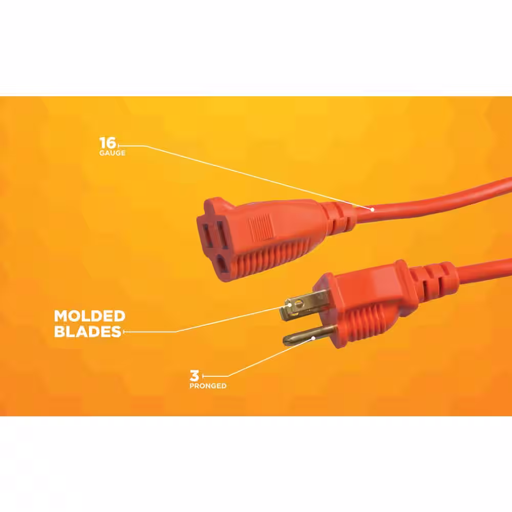 Southwire 25 ft. 16/2 SJTW Outdoor Light-Duty Extension Cord, Orange