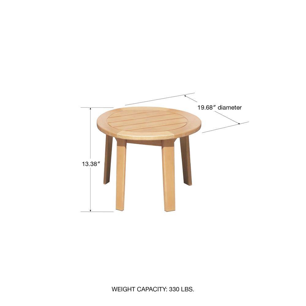 Lautan Anglesea Natural 3-Piece Wooden Patio Conversation Set with Linen Beige Cushions