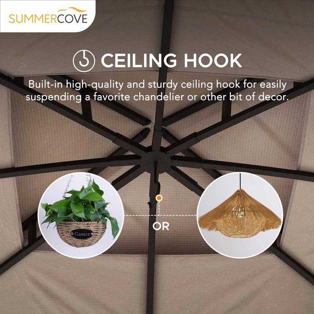 Sunjoy SummerCove Fiona 11 ft. x 13 ft. Light Gray 2-tier Gazebo