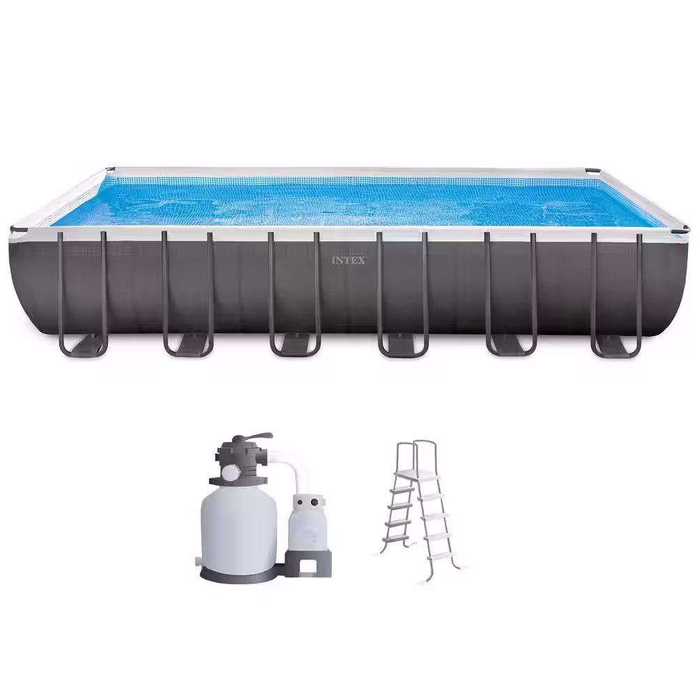 INTEX 24 ft. x 12 ft. x 52 in. Rectangular Ultra XTR Metal Frame Pool with Canopy