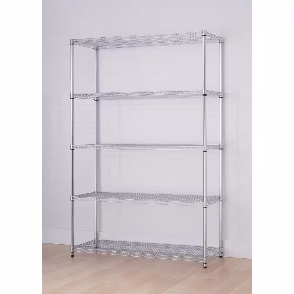 TRINITY Chrome 5-Tier Steel Wire Shelving Unit (48 in. W x 72 in. H x 18 in. D)