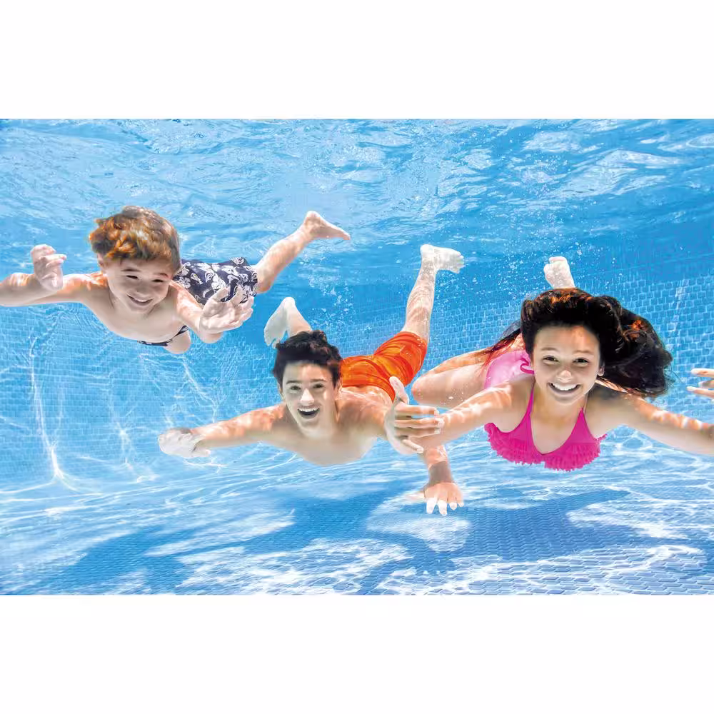 INTEX 8.5 ft. x 5.3 ft. x 2.13 ft. Rectangular Frame Above Ground Swimming Pool, Blue