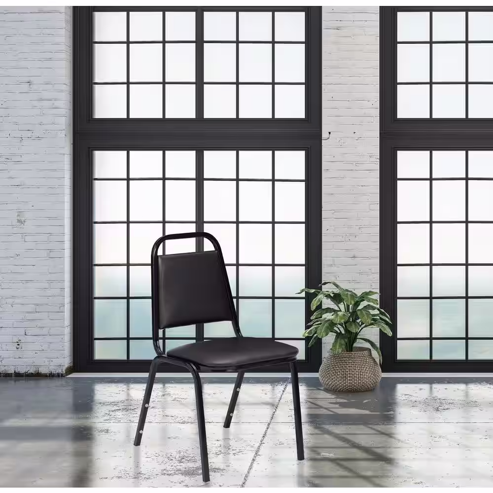 National Public Seating 9100 Series Panther Black Vinyl Upholstered Banquet Chair (4-Pack)