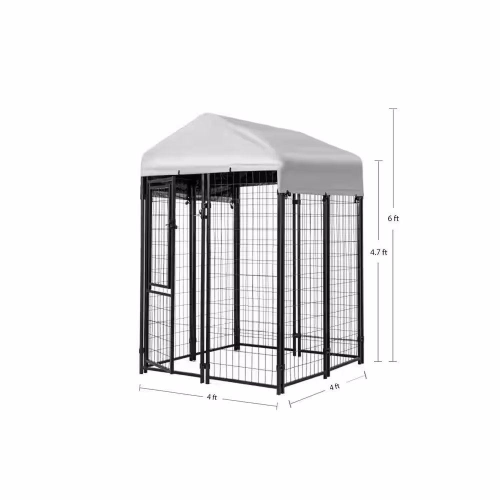 KennelMaster 4 ft. x 4 ft. x 6 ft. Welded Wire Dog Fence Kennel Kit