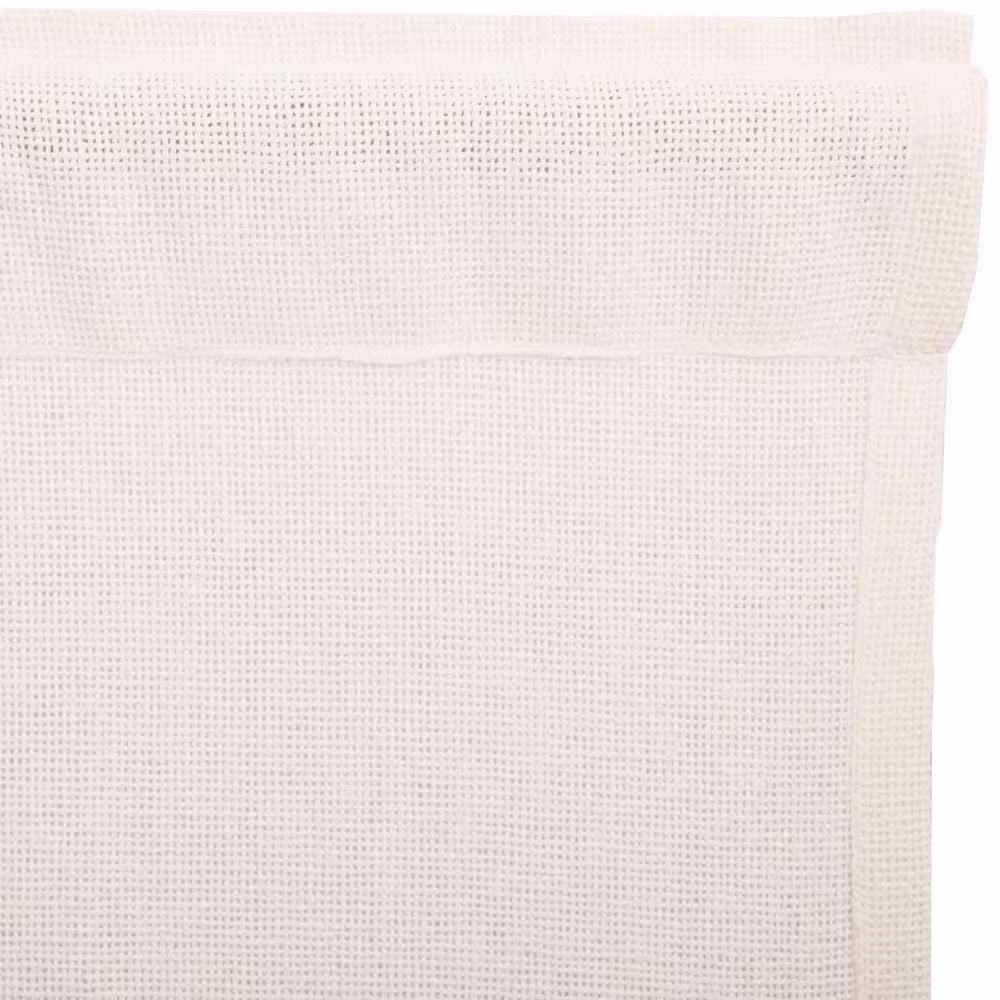 VHC BRANDS Burlap 36 in. W x 63 in. L Antique White Cotton Light Filtering Rod Pocket Farmhouse Prairie Window Curtain Pair